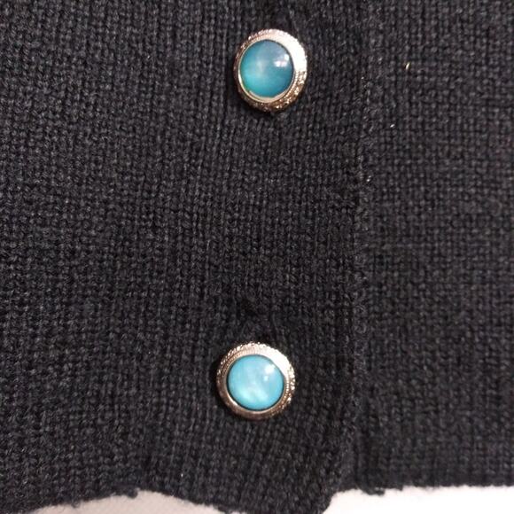 Vintage Joveil Black Embellished Jeweled Button Front Artsy Ornate Cardigan S - Picture 5 of 12